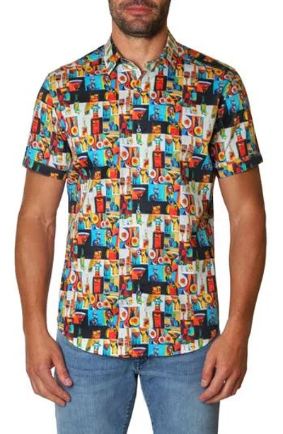 Robert Graham Ice Cubeist Short Sleeve Cotton Button-up Shirt In Multi