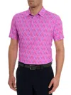 Robert Graham Iron Skull 2 Print Performance Golf Polo In Pink