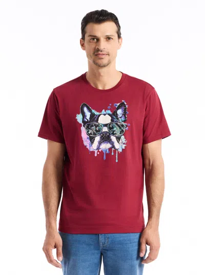 Robert Graham Jetset Frenchie Short Sleeve T-shirt In Burgundy