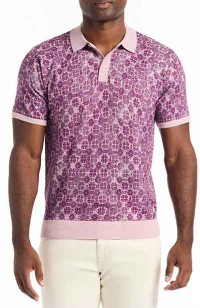 Robert Graham Johnny Collar Cotton Knit Polo In Animal Print