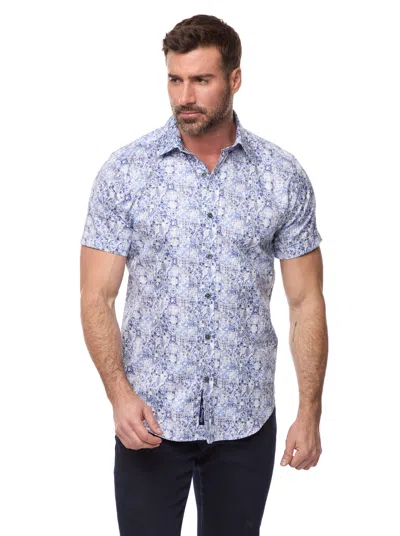 Robert Graham Kano Short Sleeve Button Down Shirt In Blue