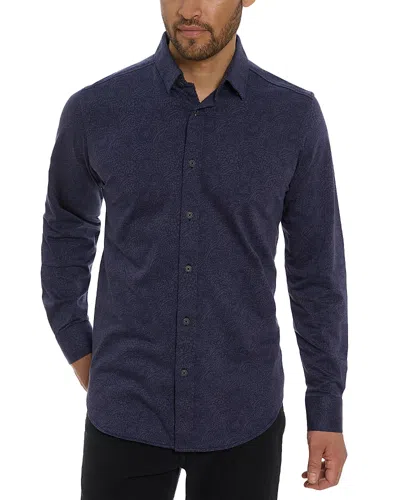 Robert Graham Kelvin Jacquard Floral Knit Button Down Shirt In Indigo