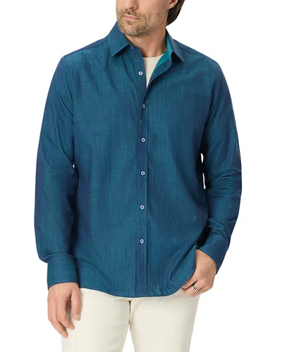 Robert Graham Kerrington Textured Cotton Woven Shirt In Blue
