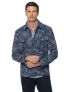 Robert Graham Kohan Botanical Print Shirt Jacket In Navy