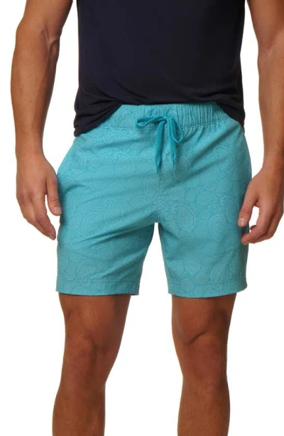 Robert Graham Laken Woven Swim Trunks In Aqua