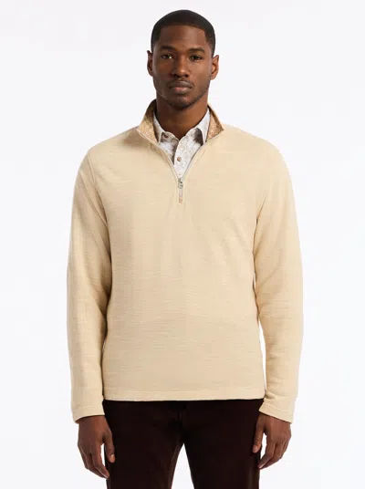 Robert Graham Ledson Space Dye Cotton Quarter Zip Top In Neutral