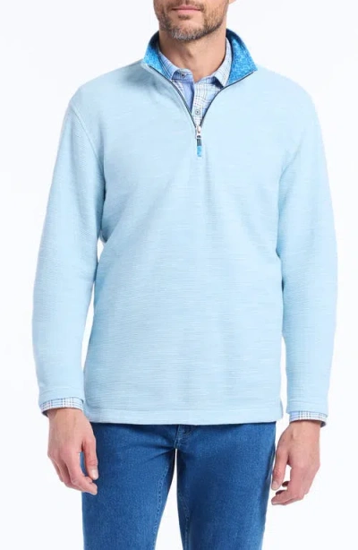 Robert Graham Ledson Quarter-zip Knit Sweatshirt In Blue