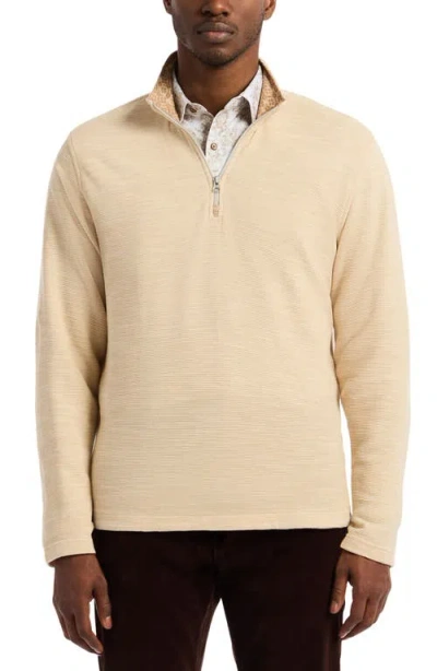 Robert Graham Ledson Long Sleeve Quarter Zip Knit Pullover In Neutral