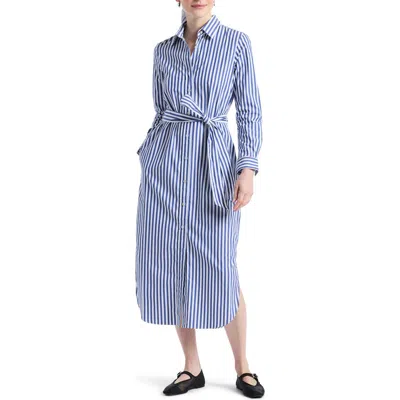 Robert Graham Leona Stripe Long Sleeve Midi Shirtdress In Blue