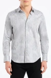 Robert Graham Lexington Floral Stretch Cotton Button-up Shirt In Gray