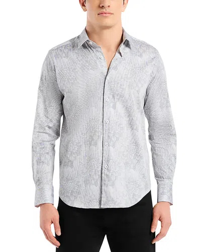 Robert Graham Lexington Floral Stretch Cotton Button-up Shirt In Gray