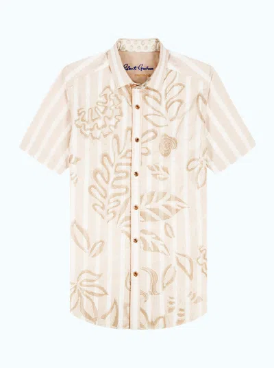Robert Graham Limited Edition Desert Leaves Short Sleeve Button Down Shirt In Brown