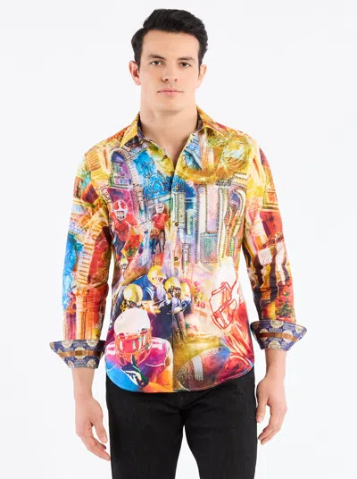 Robert Graham Limited Edition Fantasy Football Long Sleeve Button Down Shirt In Multi