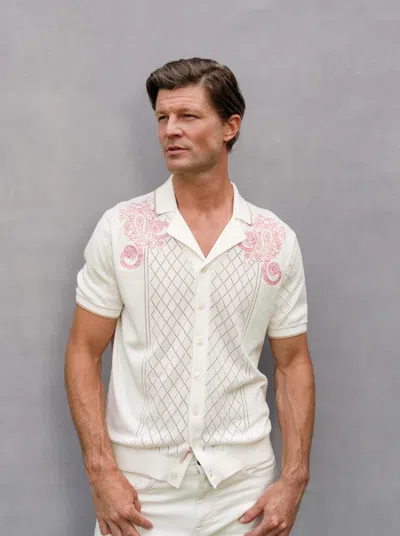 Robert Graham Limited Edition Opulant Paisley Short Sleeve Sweater In Neutral