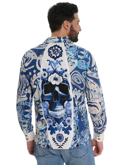 Robert Graham Limited Edition Surfin Skull Jacket In Blue