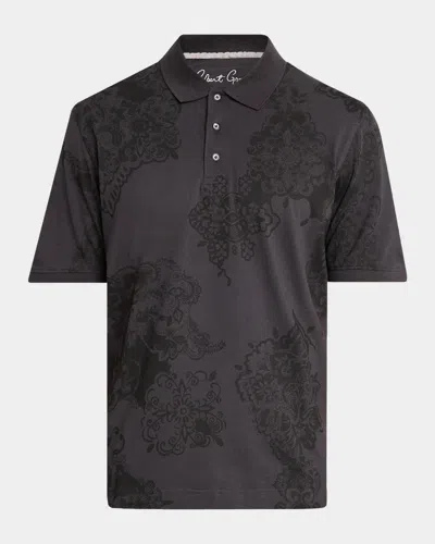 Robert Graham Linford Cotton Knit Polo Shirt In Black