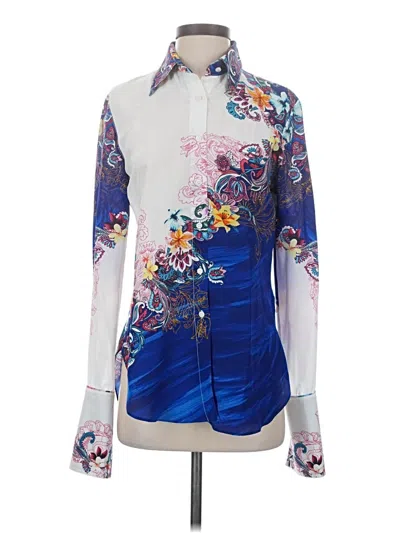 Pre-owned Robert Graham Long Sleeve Blouse In Blue