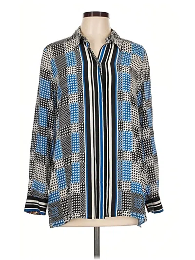Pre-owned Robert Graham Long Sleeve Blouse In Blue