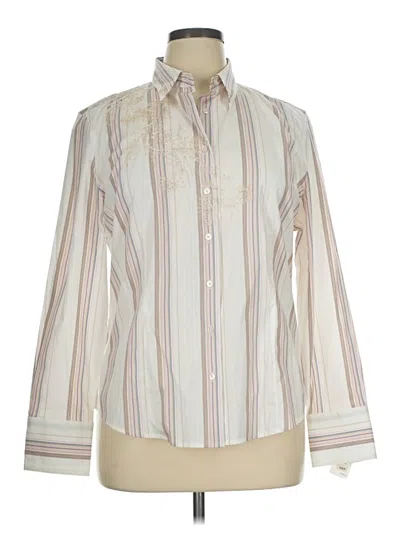 Pre-owned Robert Graham Long Sleeve Blouse In Ivory