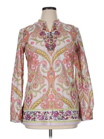 Pre-owned Robert Graham Long Sleeve Blouse In Pink