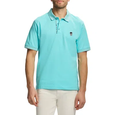 Robert Graham Lucifer Cotton Knit Polo In Blue