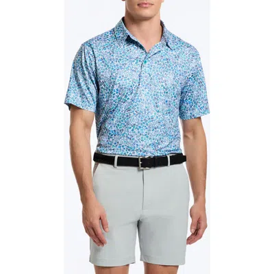 Robert Graham Lucky Stroke Golf Print Performance Polo In Teal