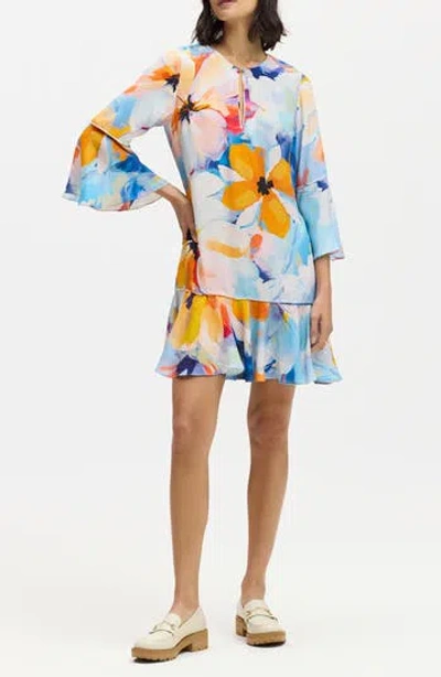 Robert Graham Margot Floral Bell Sleeve Shift Dress In Multi