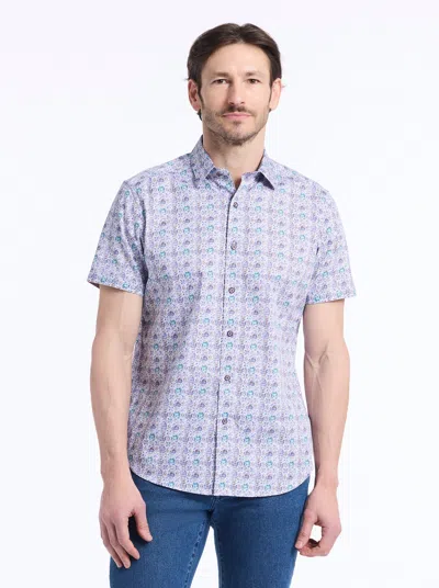 Robert Graham Markwood Short Sleeve Button Down Shirt In Purple