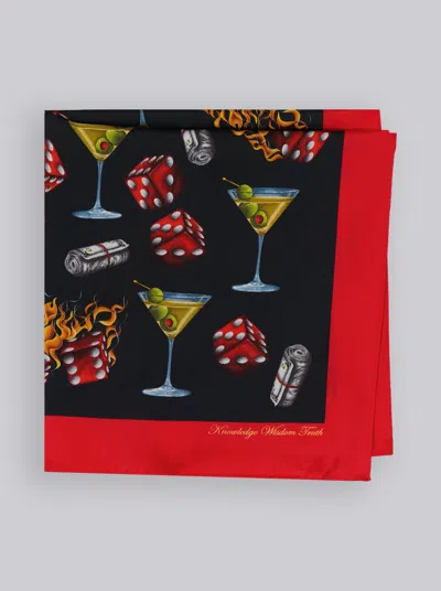 Robert Graham Martini & Dice Pocket Square In Black