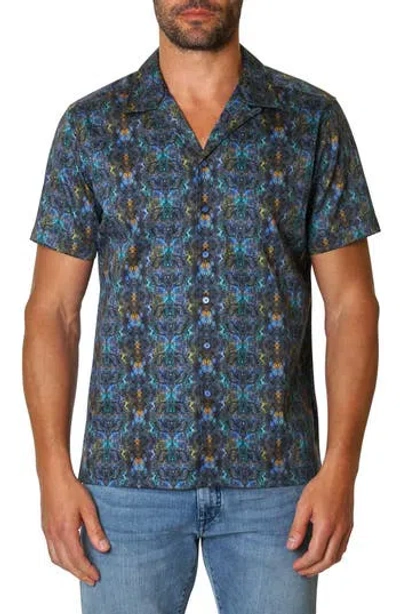 Robert Graham Massey Abstract Print Cotton Short Sleeve Shirt In Blue