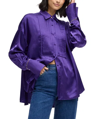 Robert Graham Melody Silk-blend Woven Shirt In Purple