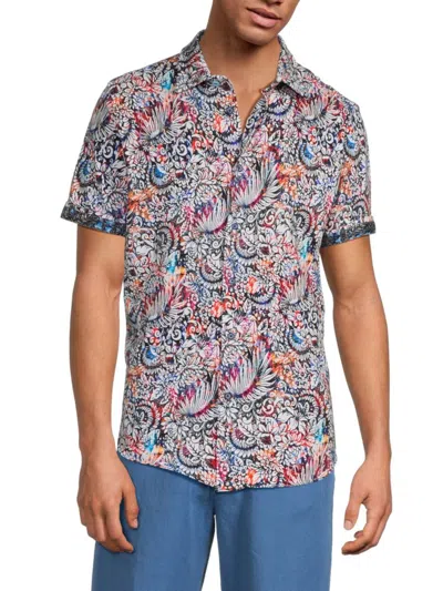 Robert Graham Men's Alan Floral Short-sleeve Shirt In Pink Multi