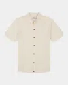 Robert Graham Ames Textured Short Sleeve Cotton Polo Sweater In Cream