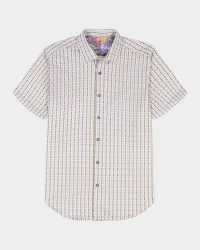 Robert Graham Men & Apos;s Abbotswell Geometric Stretch-cotton Short-sleeve Shirt In Multi