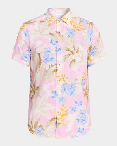 Robert Graham Men & Apos;s Fletcher Viscose And Linen Short-sleeve Shirt In Multi