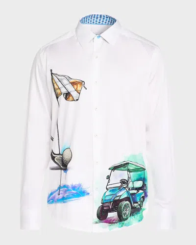 Robert Graham Men & Apos;s Genesis Printed Cotton Shirt In White