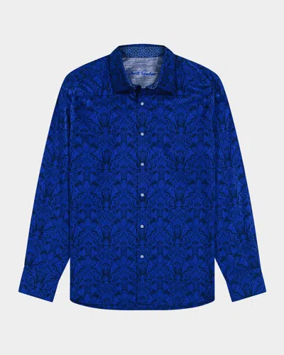 Robert Graham Men & Apos;s Highland Stretch Cotton Jacquard Sport Shirt In Blue