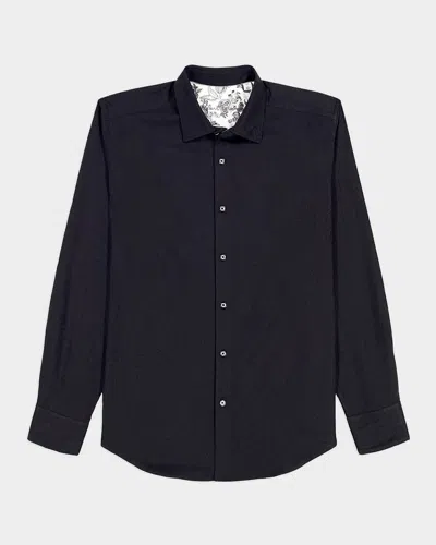 Robert Graham Men & Apos;s Hudson Cotton-stretch Tonal Paisley Sport Shirt In Black