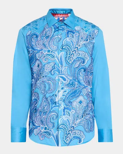 Robert Graham Men & Apos;s Limited Edition J. Scott & Apos;s World Long-sleeve Button-front Shirt In Blue