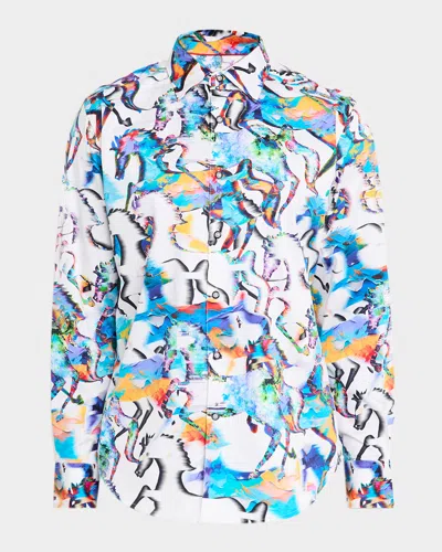 Robert Graham Mane Event Stretch Cotton Button-up Shirt In Multi