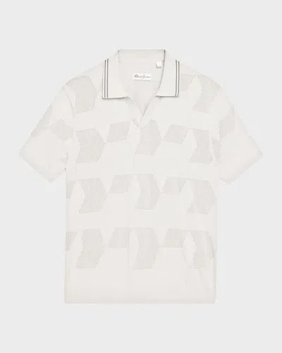 Robert Graham Men & Apos;s Marcross Cotton Knit Geometric Johnny Collar Polo Shirt In Neutral