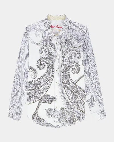 Robert Graham Men & Apos;s Paisley Bead-embellished Sport Shirt In Gray