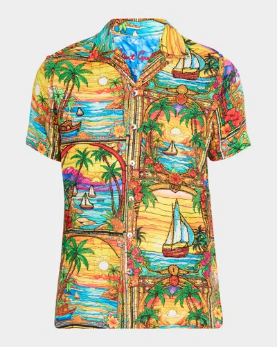 Robert Graham Men & Apos;s Sailor Sky Bead Embroidered Short-sleeve Shirt In Multi