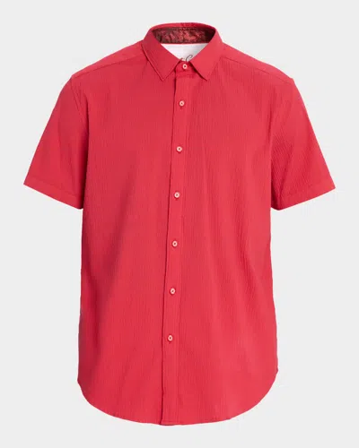 Robert Graham Thresher Short Sleeve Button Down Shirt In Red
