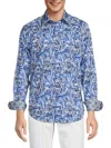 Robert Graham Floral Checks Print Long Sleeve Shirt In Blue