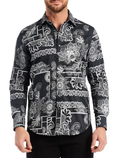 Robert Graham Men's Arden Floral Button-front Shirt In Black