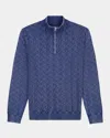 Robert Graham Aubin Basketweave Quarter Zip Sweater In Blue