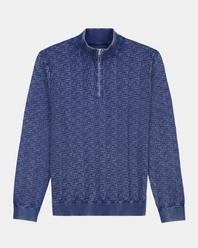ROBERT GRAHAM MEN'S AUBIN JACQUARD KNIT QUARTER-ZIP SWEATER