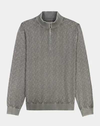 ROBERT GRAHAM MEN'S AUBIN JACQUARD KNIT QUARTER-ZIP SWEATER