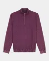 Robert Graham Aubin Basketweave Quarter Zip Sweater In Purple